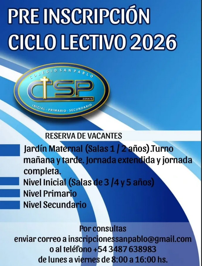 PRE INSCRIPCIÓN CICLO LECTIVO 2026